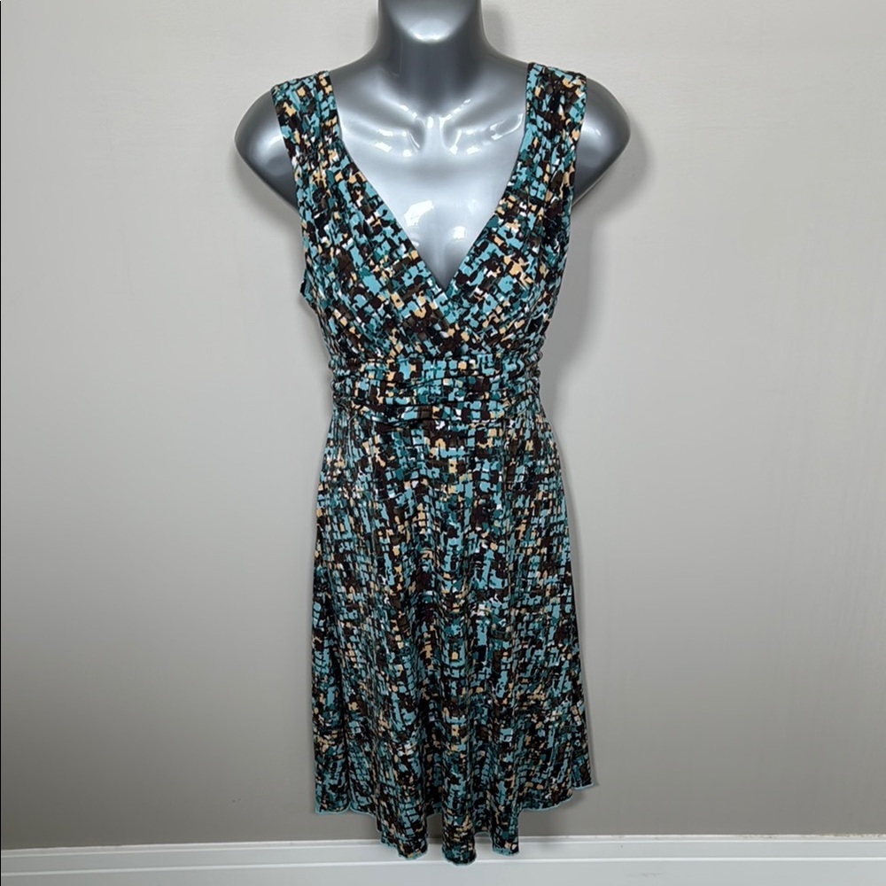 Christopher & Banks Blue and Black V-Neck Sleeveless Sundress